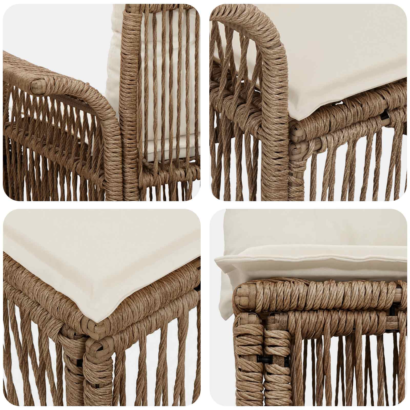 Set Divano da Giardino 6 pz 6-Numero di posti Beige polyrattan