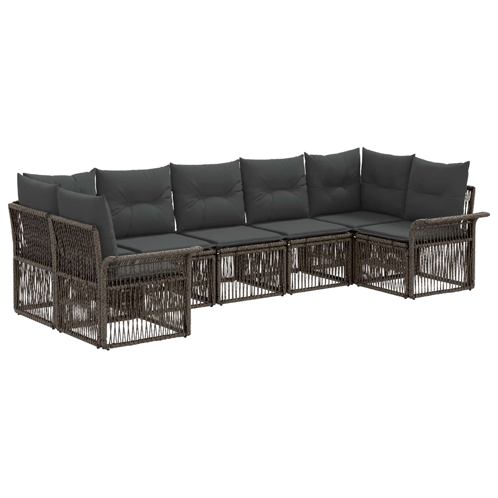 Set Divano da Giardino 7 pz 7-Numero di posti Grigio polyrattan