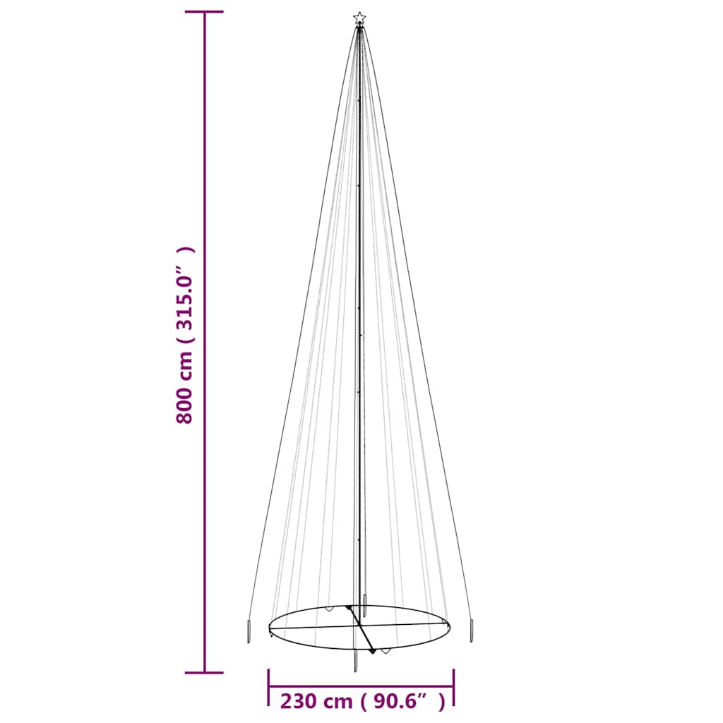 Albero di Natale a Cono Blu 1134 LED 230x800 cm