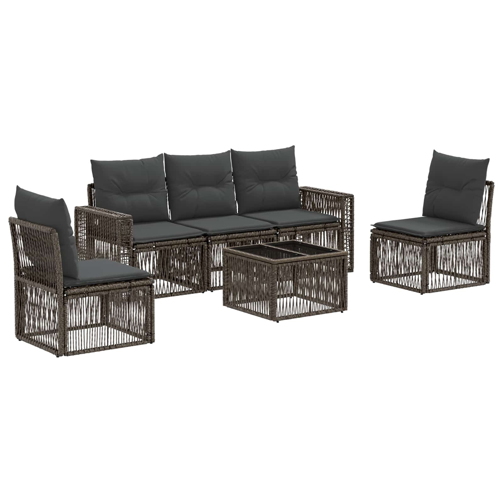 Set Divano da Giardino 6 pz Grigio e Grigio Scuro polyrattan