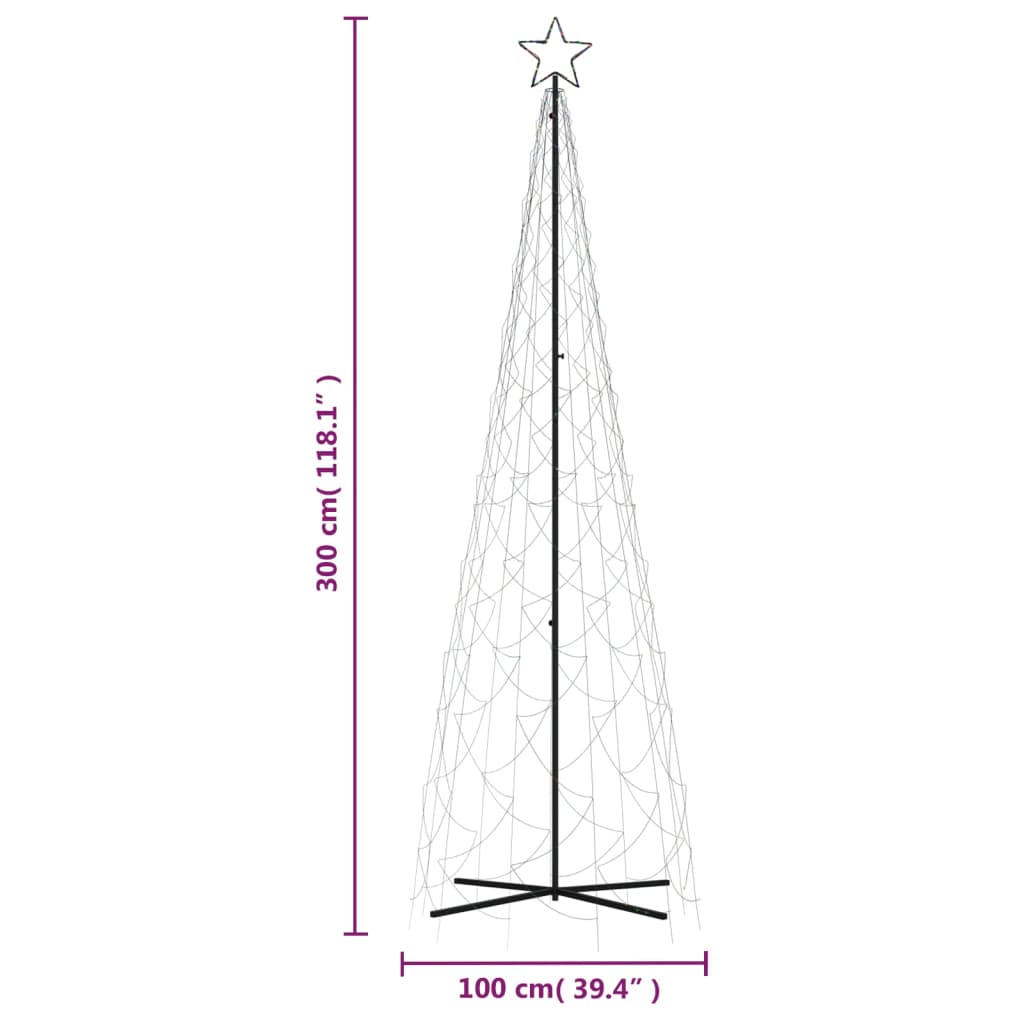 Albero di Natale a Cono Colorato 500 LED 100x300 cm