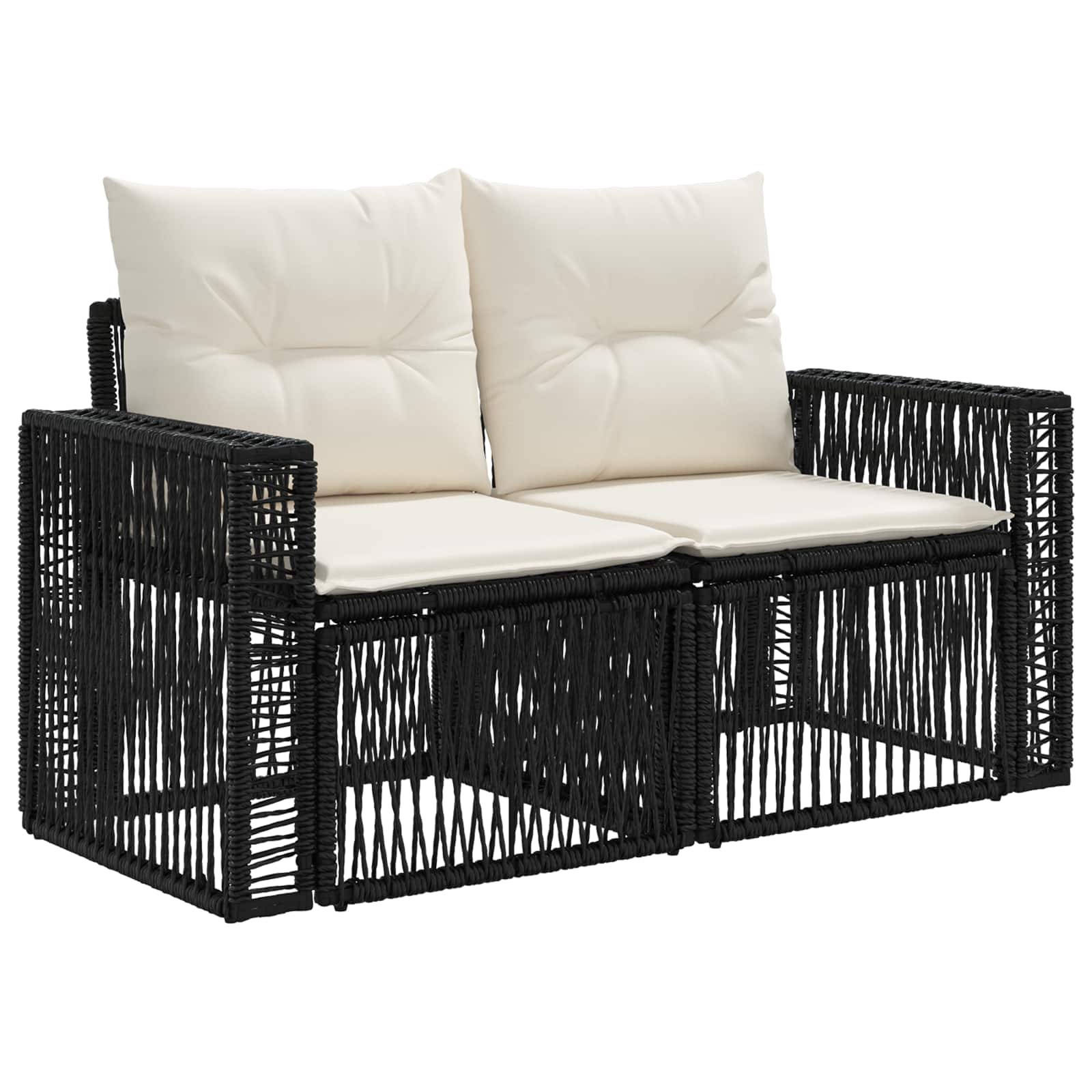 Set Divano da Giardino 8 pz Nero e Bianco Crema polyrattan