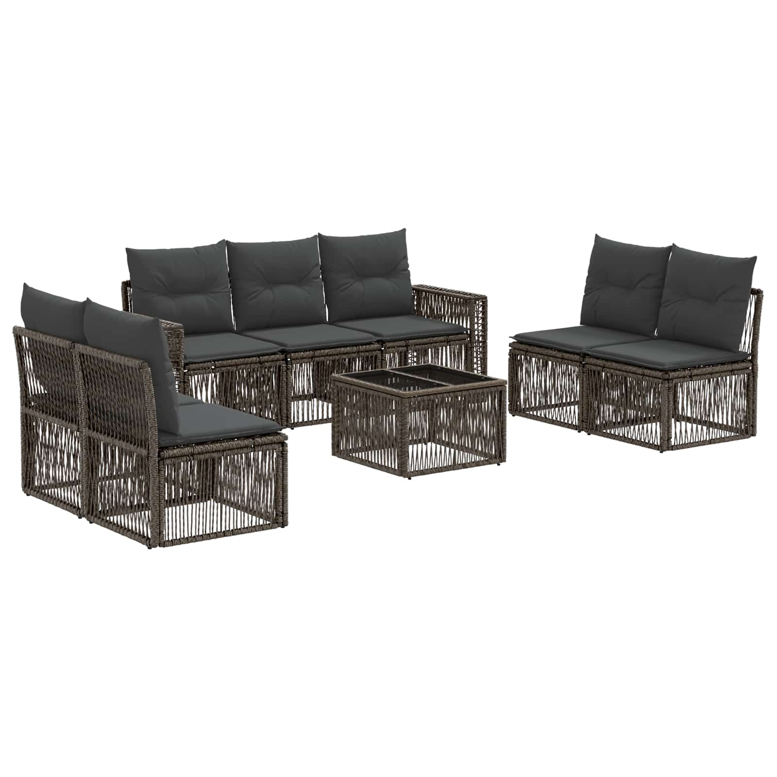 Set Divano da Giardino 8 pz Grigio e Grigio Scuro polyrattan