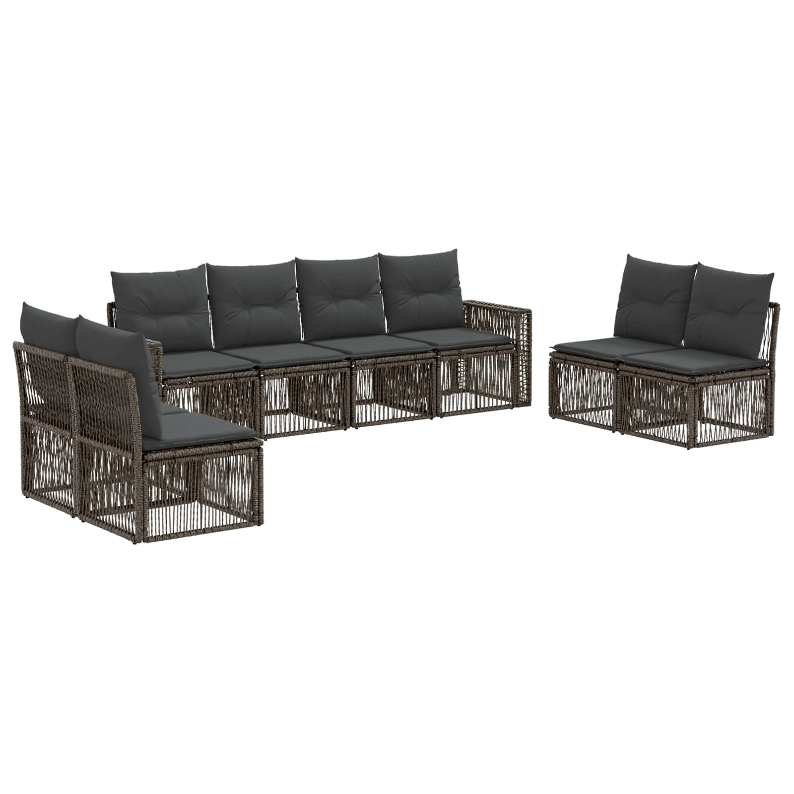 Set Divano da Giardino 8 pz Grigio e Grigio Scuro polyrattan