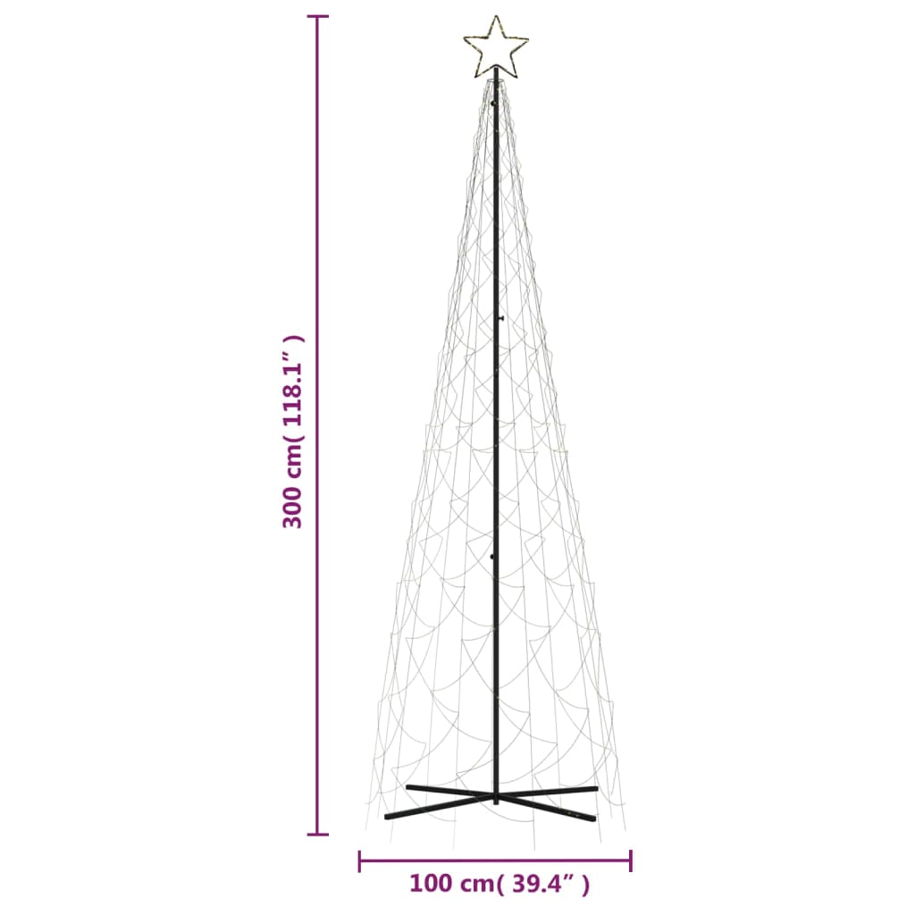 Albero di Natale a Cono Bianco Caldo 500 LED 100x300 cm