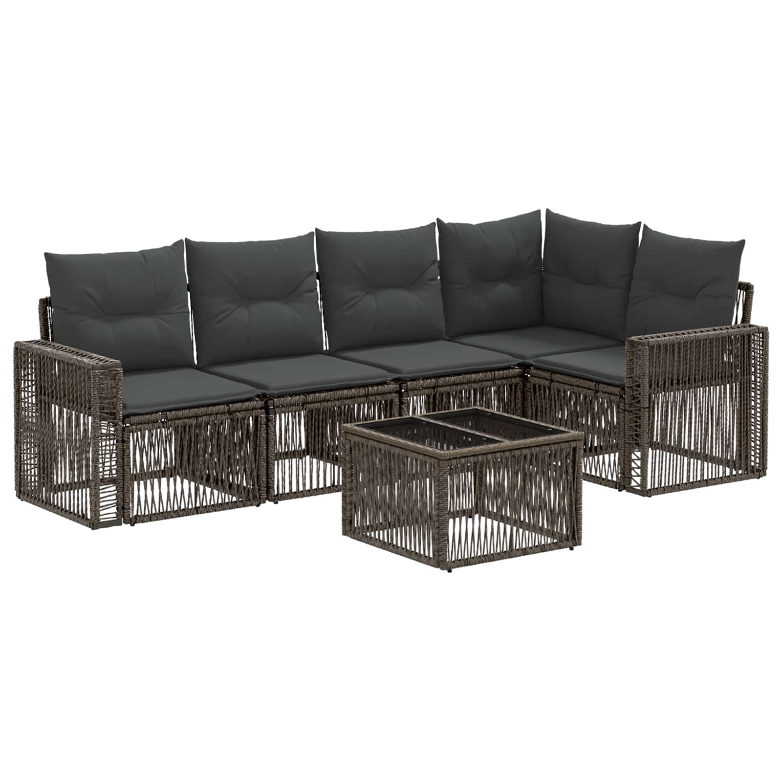Set Divano da Giardino 6 pz Grigio e Grigio Scuro polyrattan