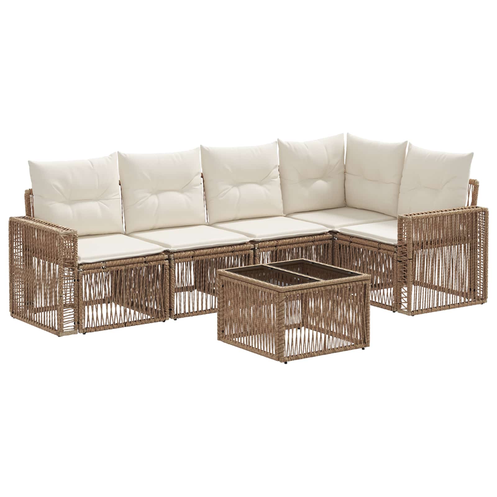 Set Divano da Giardino 6 pz Beige e Bianco Crema polyrattan