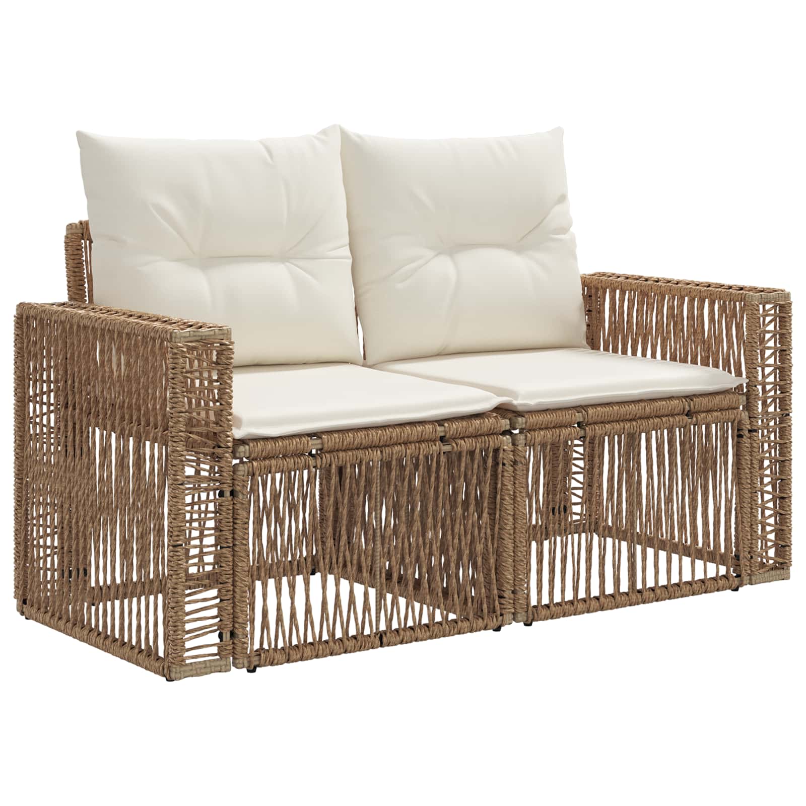 Set Divano da Giardino 6 pz Beige e Bianco Crema polyrattan