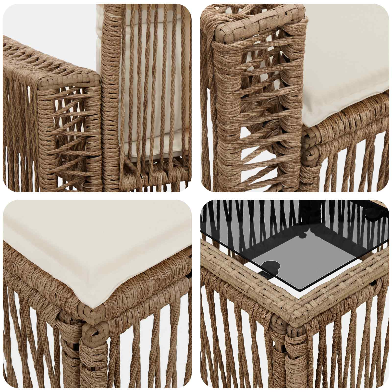 Set Divano da Giardino 6 pz Beige e Bianco Crema polyrattan