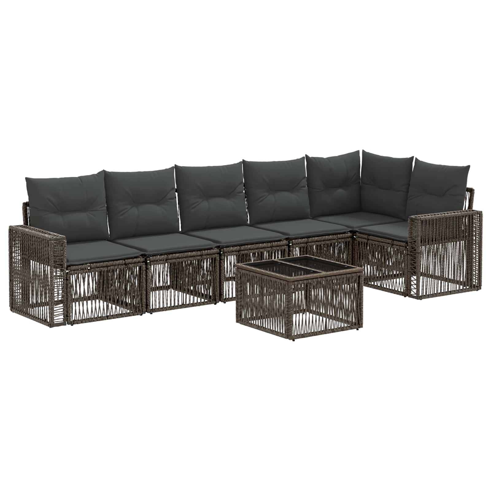 Set Divano da Giardino 7 pz Grigio e Grigio Scuro polyrattan