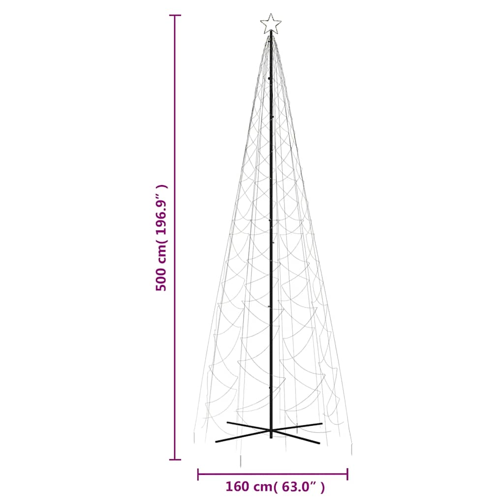Albero di Natale a Cono Bianco Caldo 1400 LED 160x500 cm