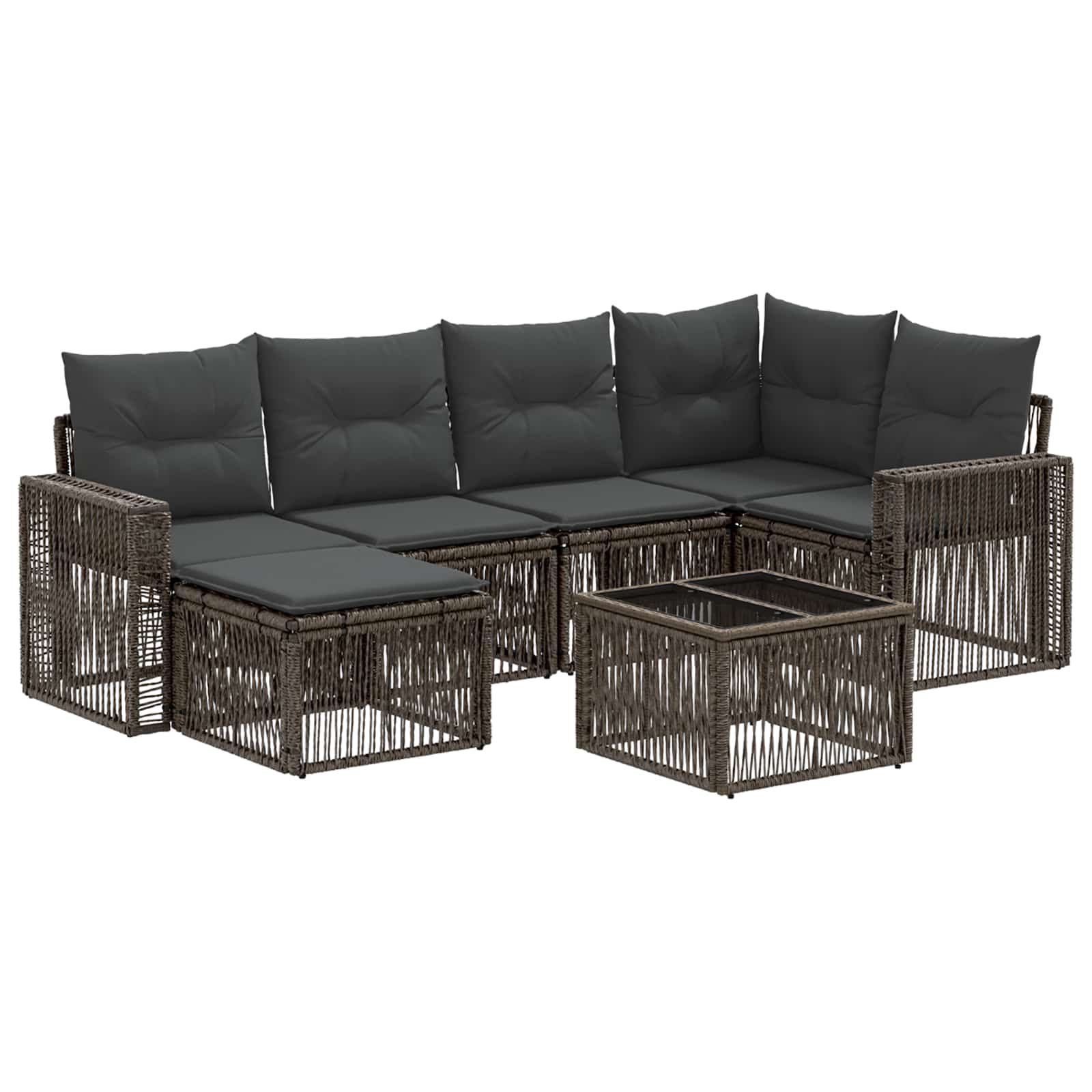 Set Divano da Giardino 7 pz Grigio e Grigio Scuro polyrattan
