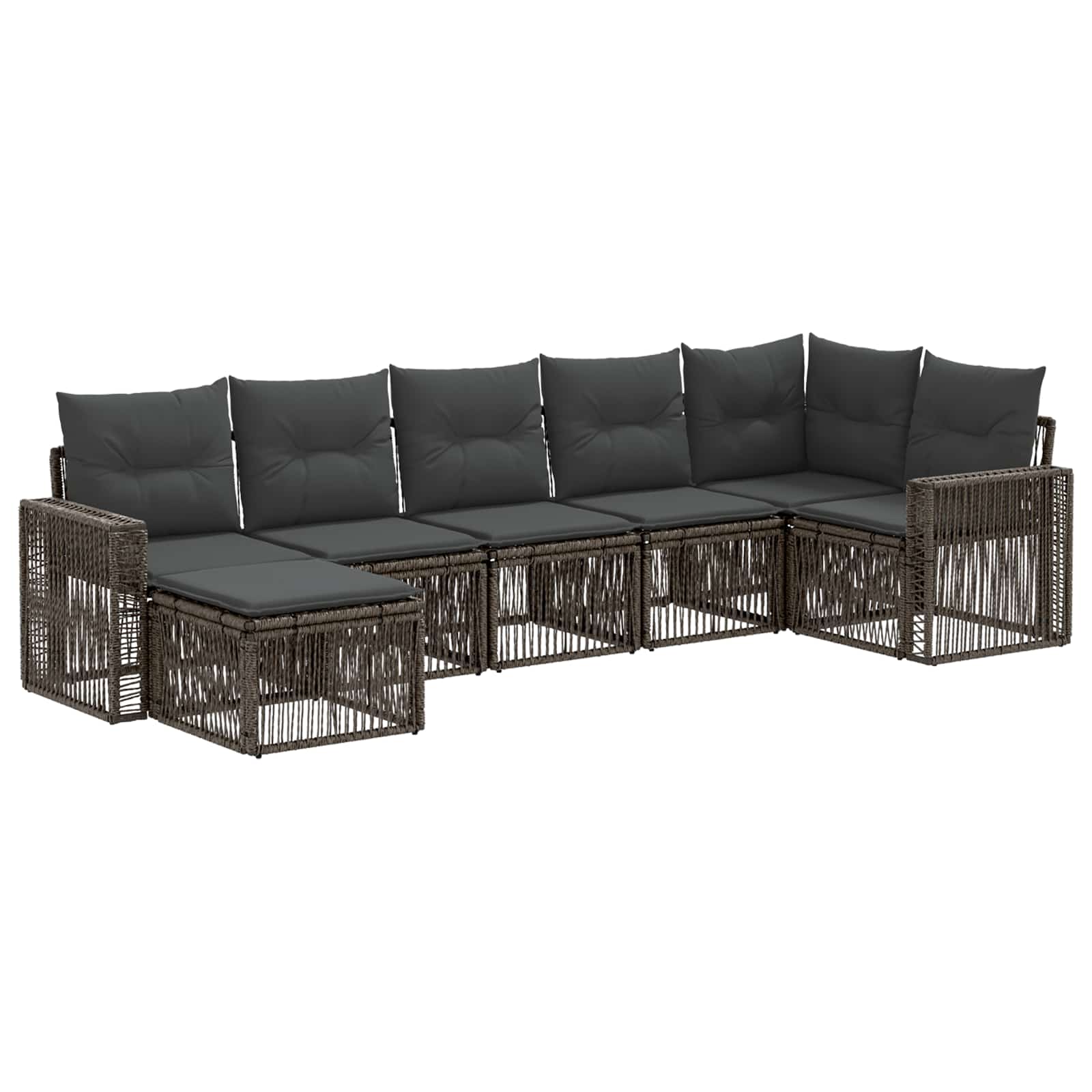 Set Divano da Giardino 7 pz Grigio e Grigio Scuro polyrattan