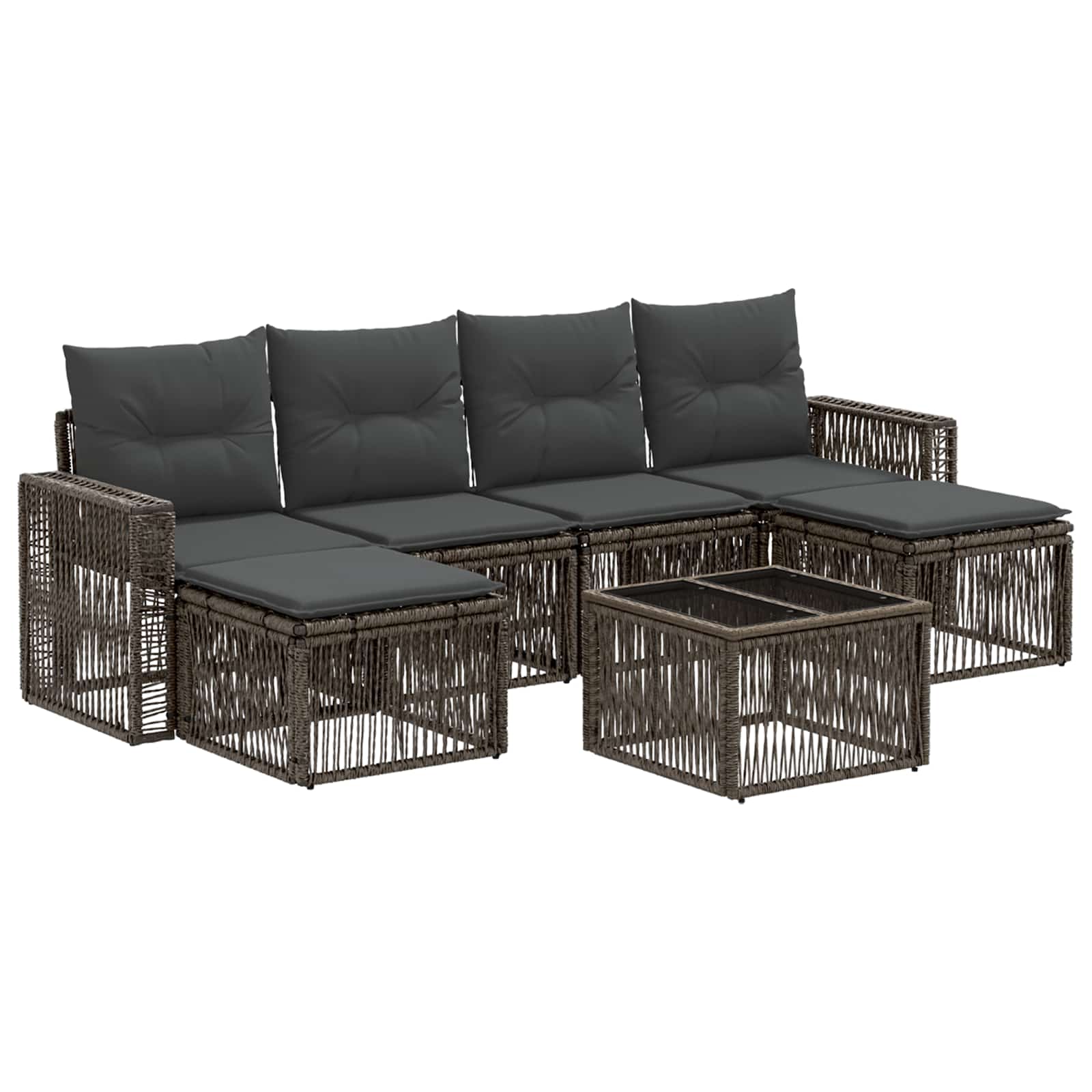 Set Divano da Giardino 7 pz Grigio e Grigio Scuro polyrattan