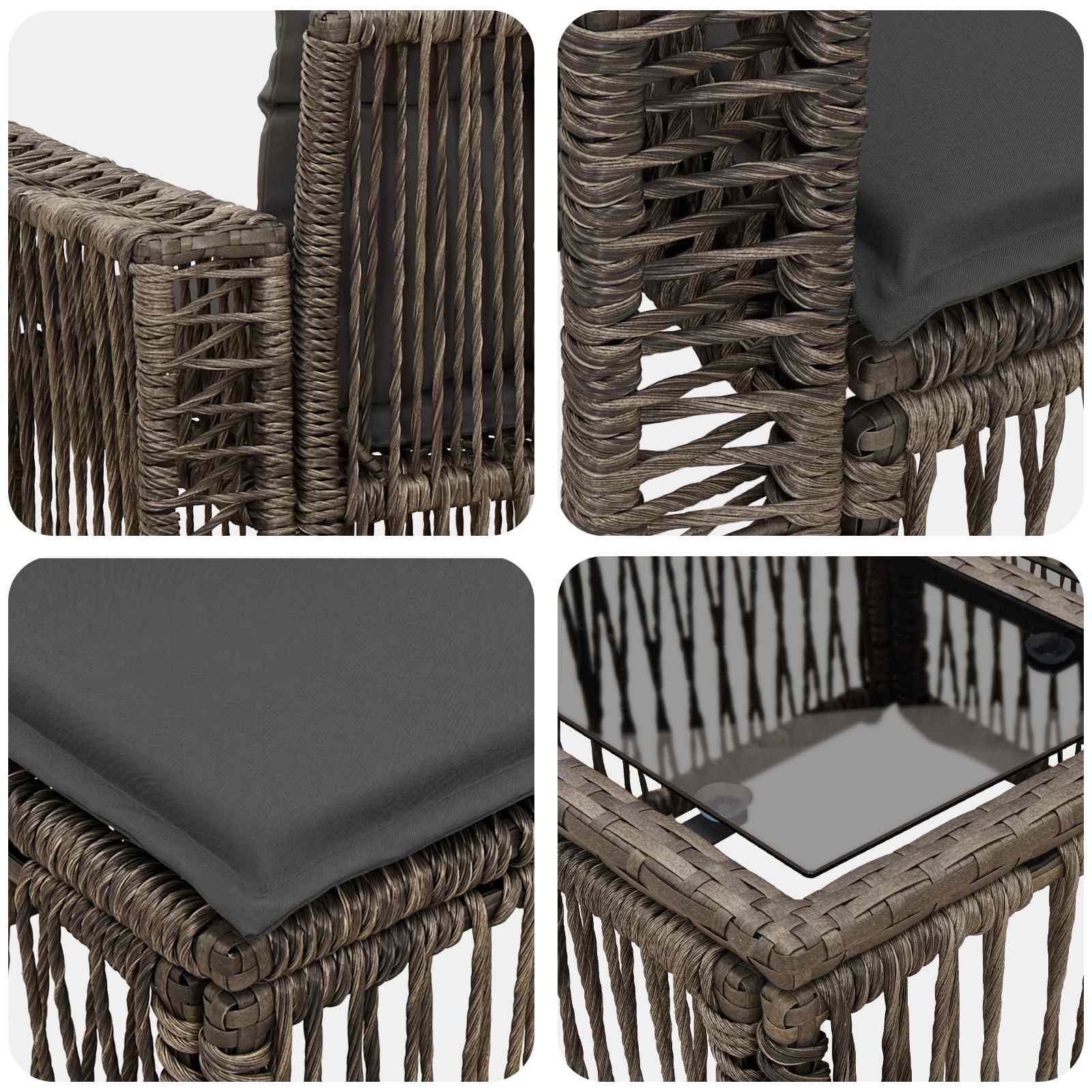 Set Divano da Giardino 7 pz Grigio e Grigio Scuro polyrattan