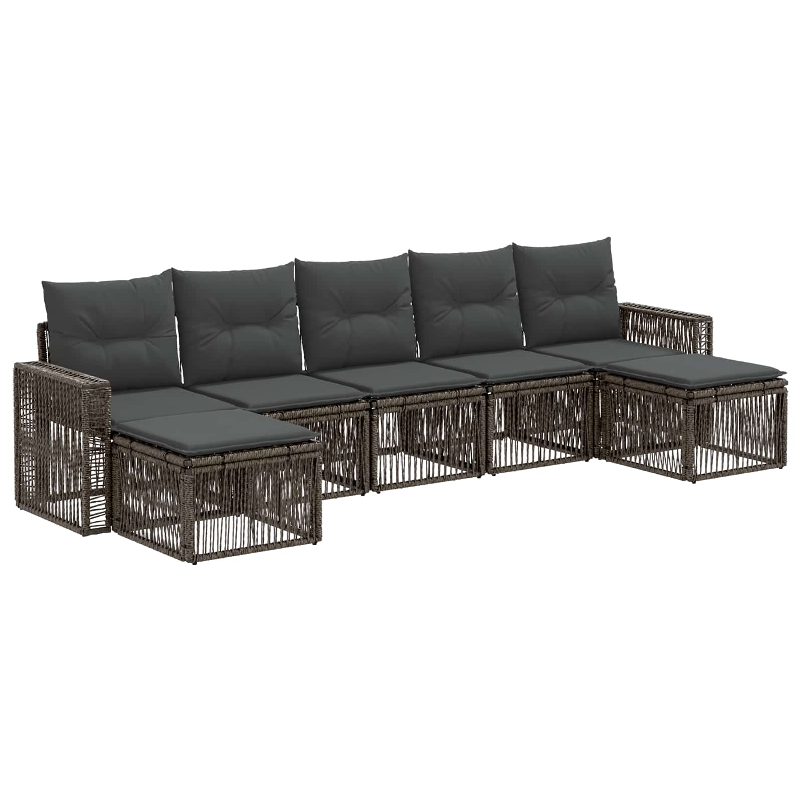 Set Divano da Giardino 7 pz Grigio e Grigio Scuro polyrattan