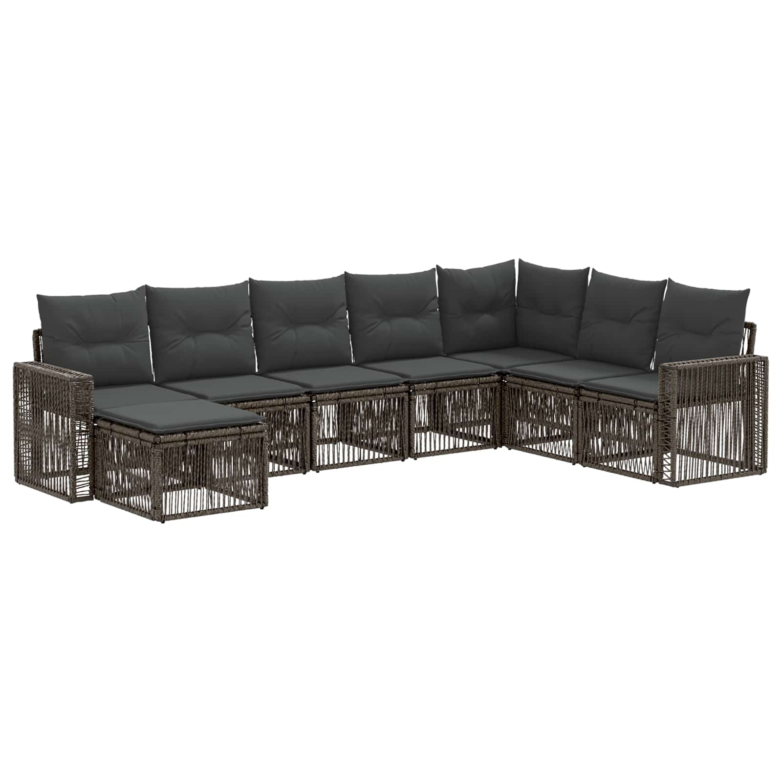 Set Divano da Giardino 8 pz Grigio e Grigio Scuro polyrattan