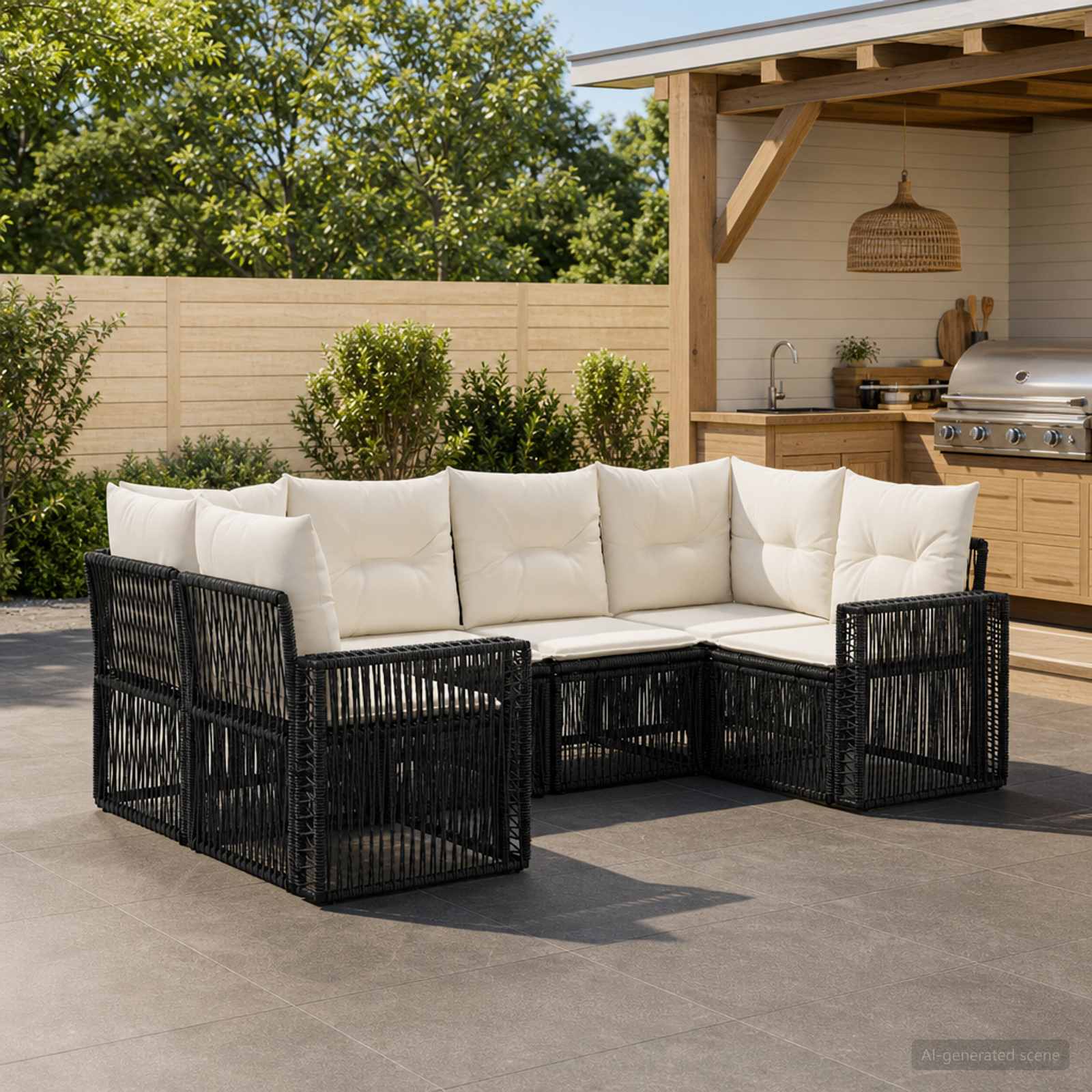 Set Divano da Giardino 6 pz 6-Numero di posti
