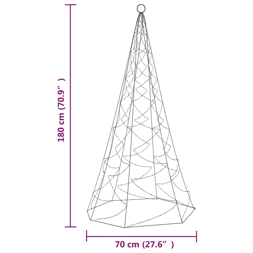Albero di Natale Pennone Bianco Caldo 200 LED 180 cm