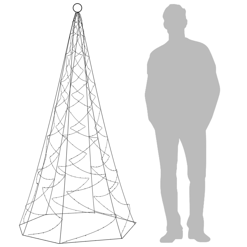 Albero di Natale Pennone Bianco Caldo 200 LED 180 cm