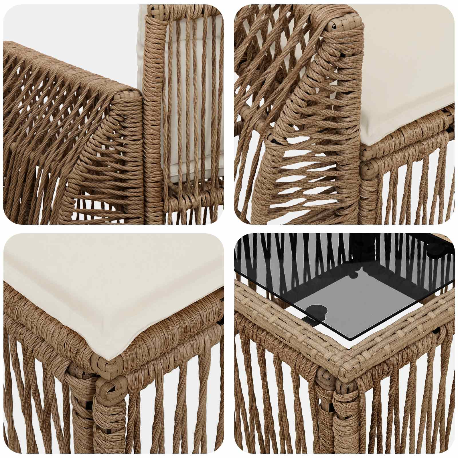 Set Divano da Giardino 6 pz Beige e Bianco Crema polyrattan