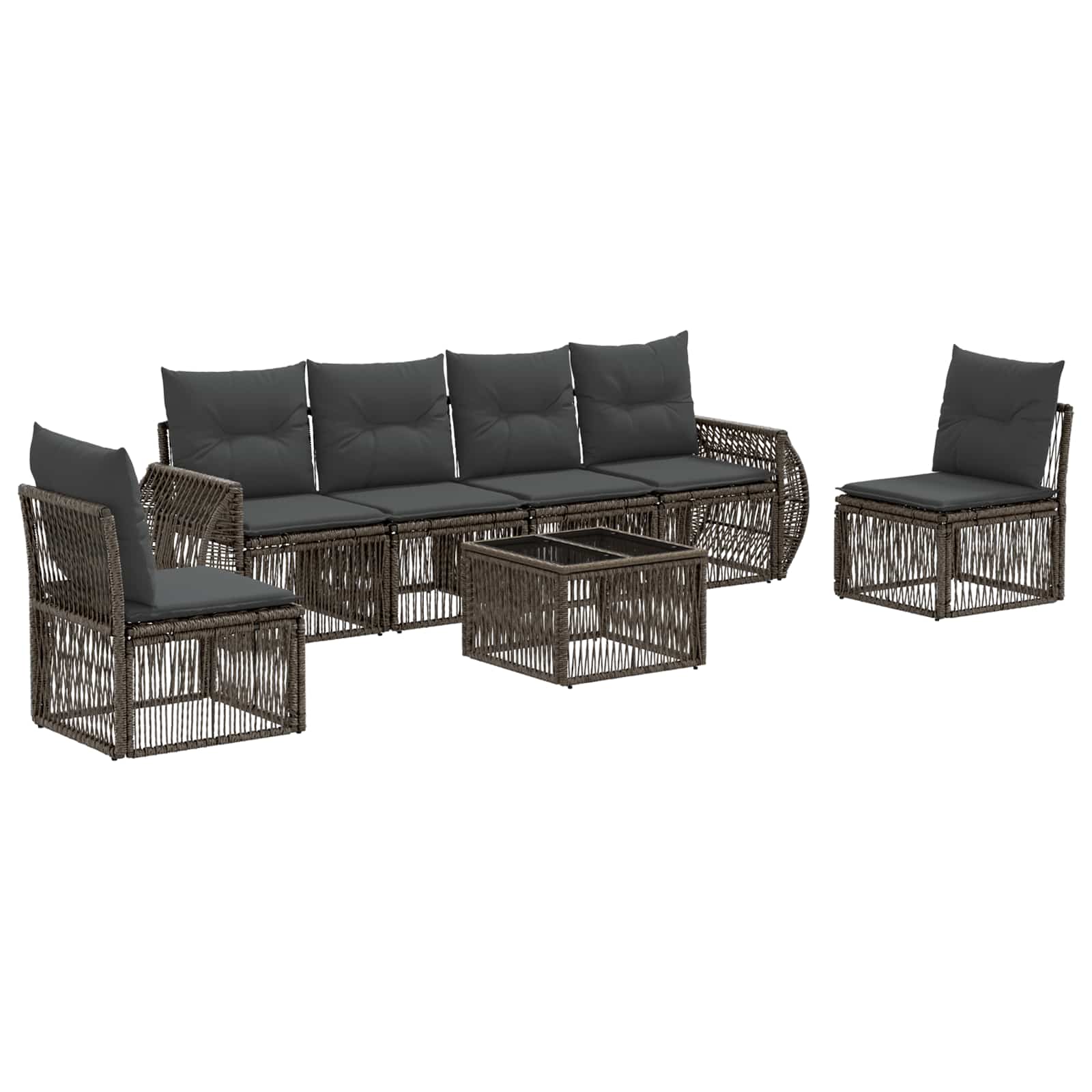 Set Divano da Giardino 7 pz Grigio e Grigio Scuro polyrattan