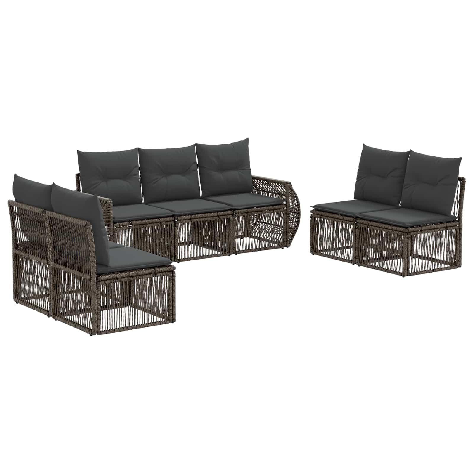 Set Divano da Giardino 7 pz Grigio e Grigio Scuro polyrattan