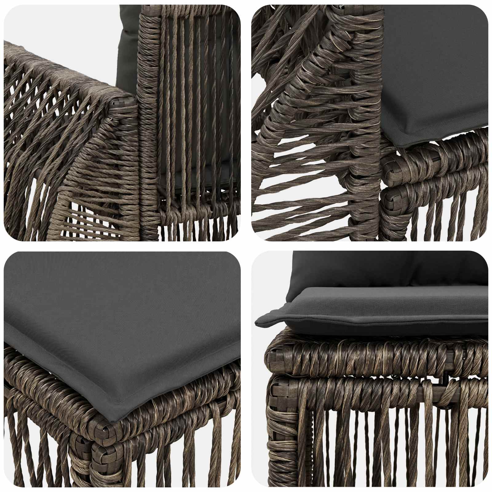 Set Divano da Giardino 7 pz Grigio e Grigio Scuro polyrattan