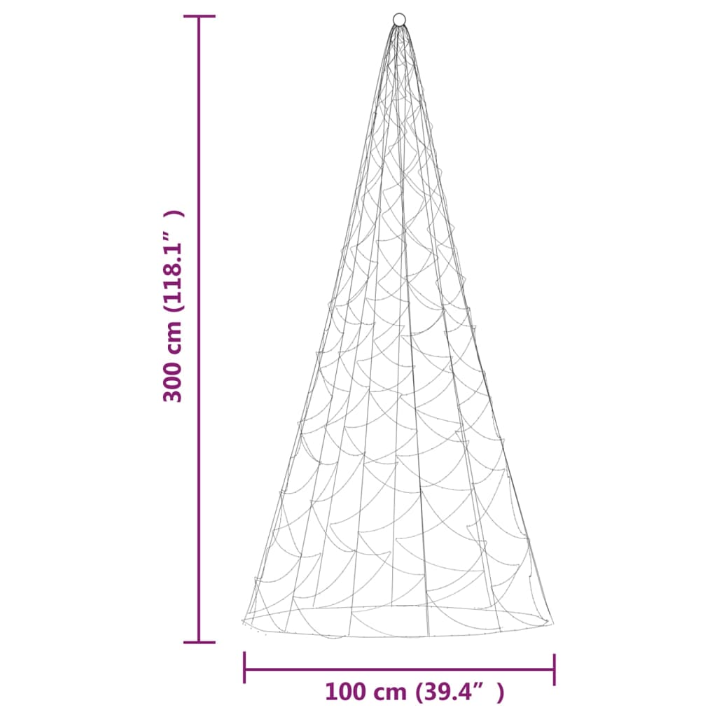 Albero di Natale Pennone Bianco Caldo 500 LED 300 cm