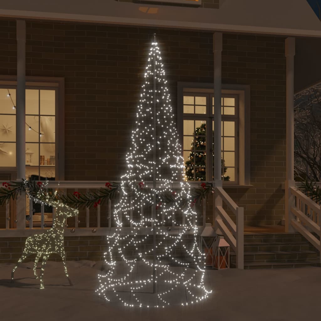 Albero di Natale Pennone Bianco Freddo 500 LED 300 cm