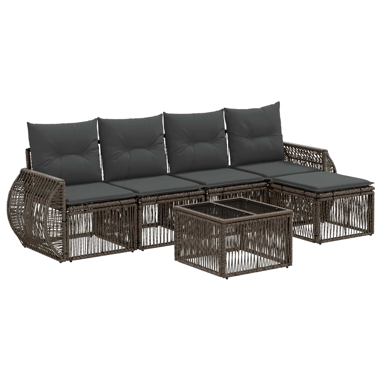 Set Divano da Giardino 6 pz Grigio e Grigio Scuro polyrattan