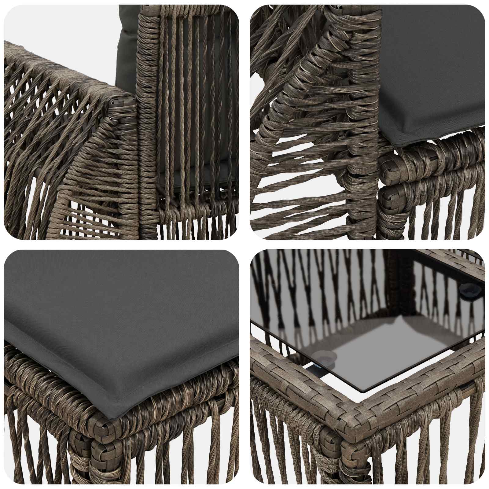 Set Divano da Giardino 6 pz Grigio e Grigio Scuro polyrattan