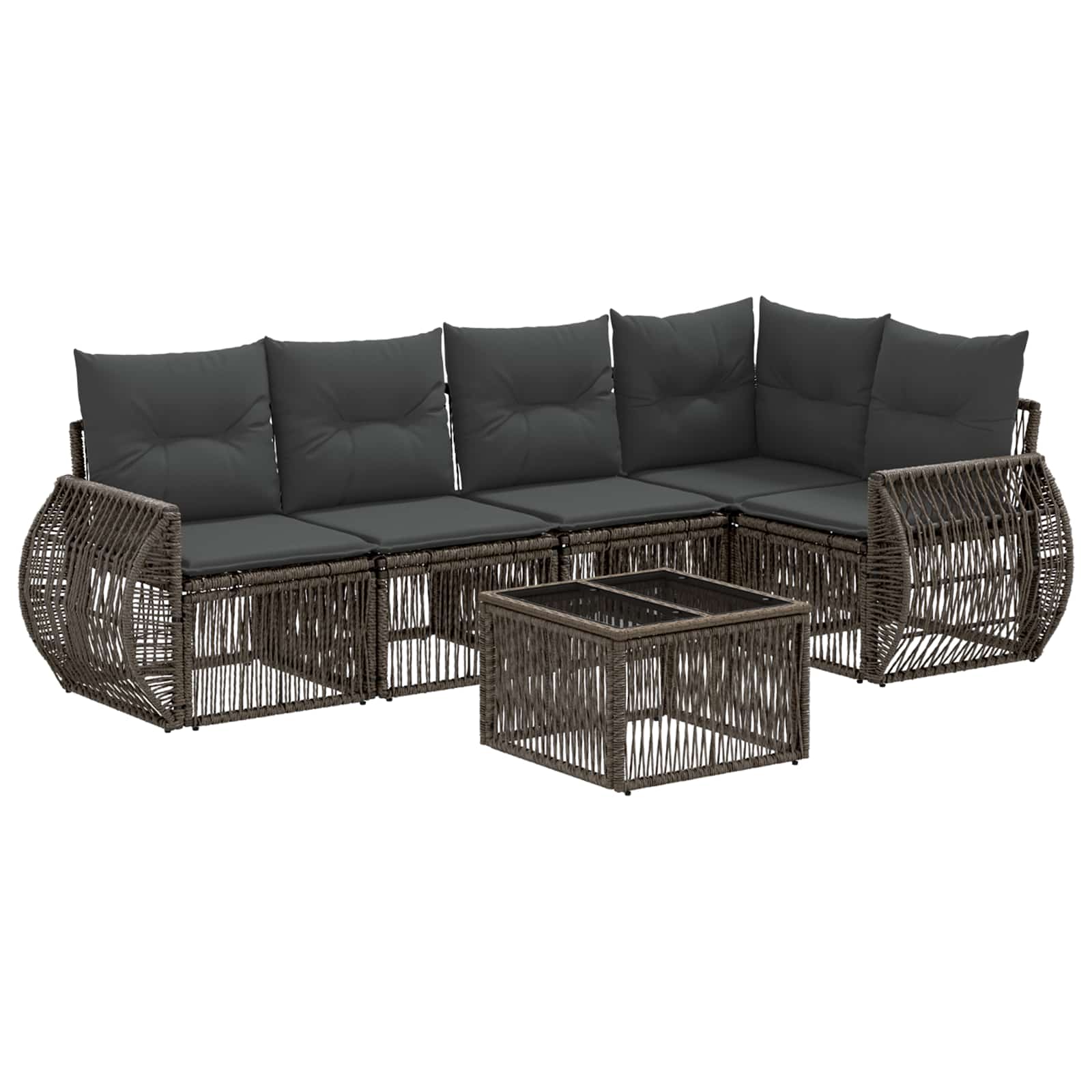 Set Divano da Giardino 6 pz Grigio e Grigio Scuro polyrattan