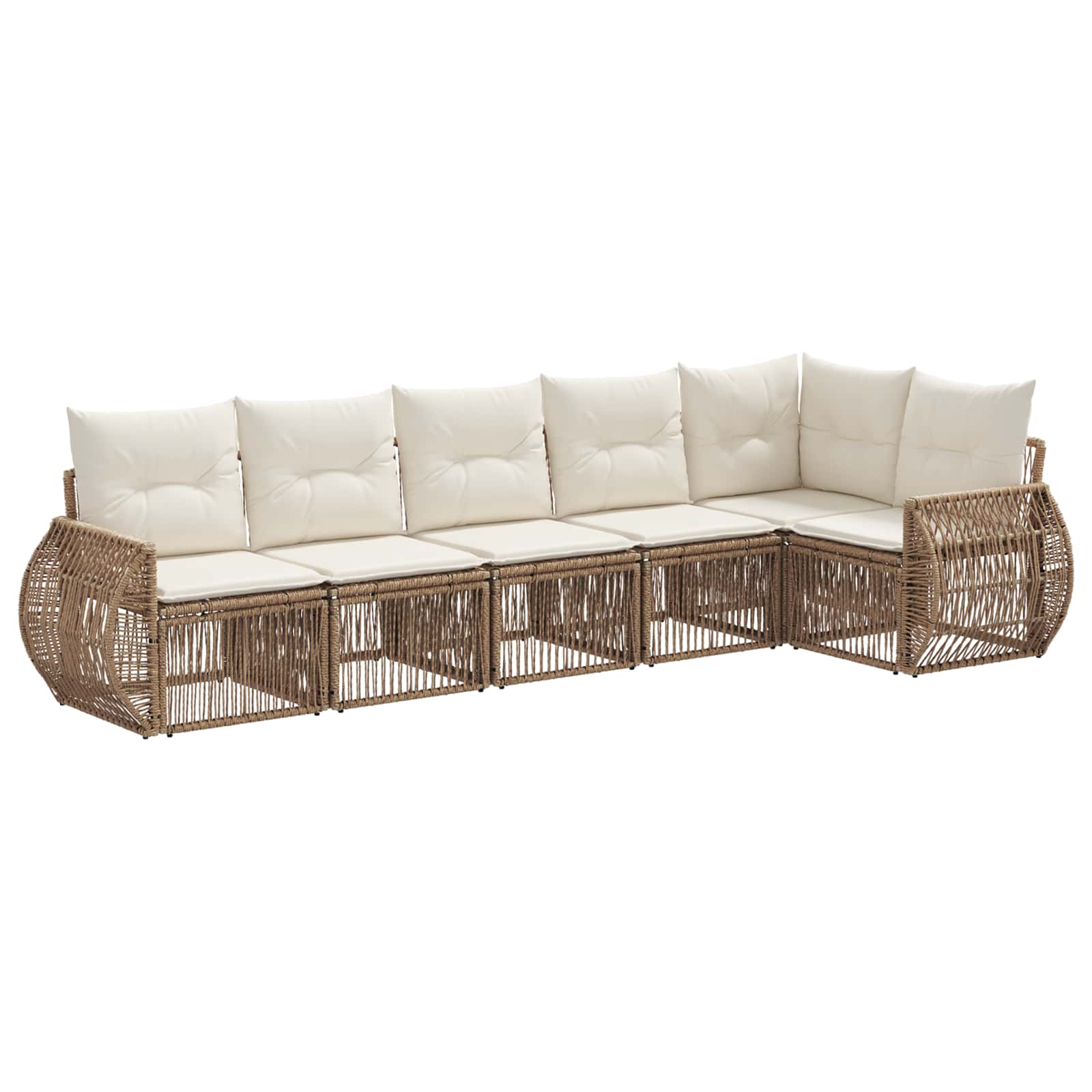 Set Divano da Giardino 6 pz Beige e Bianco Crema polyrattan