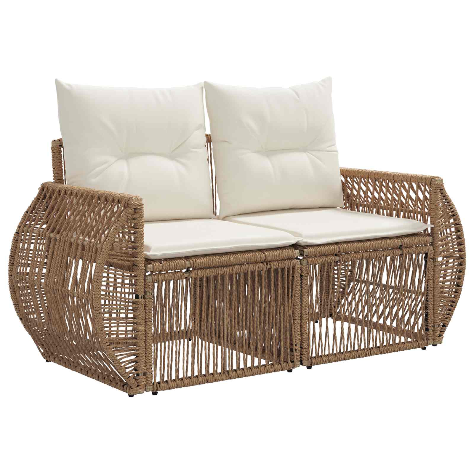 Set Divano da Giardino 6 pz Beige e Bianco Crema polyrattan
