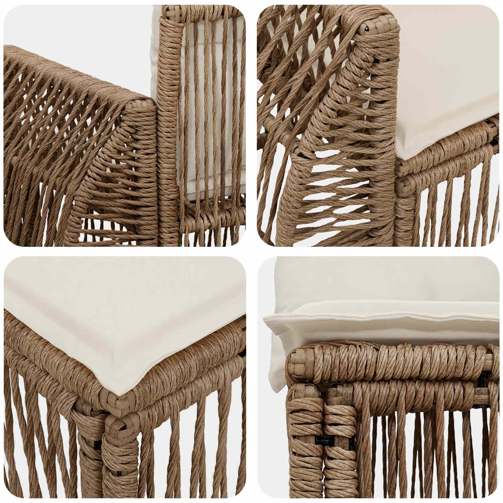 Set Divano da Giardino 6 pz Beige e Bianco Crema polyrattan