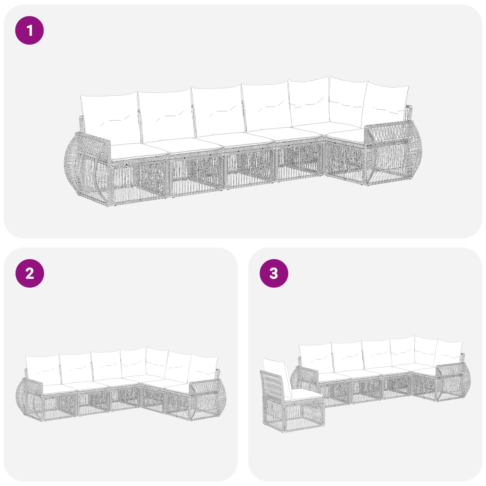 Set Divano da Giardino 6 pz Beige e Bianco Crema polyrattan