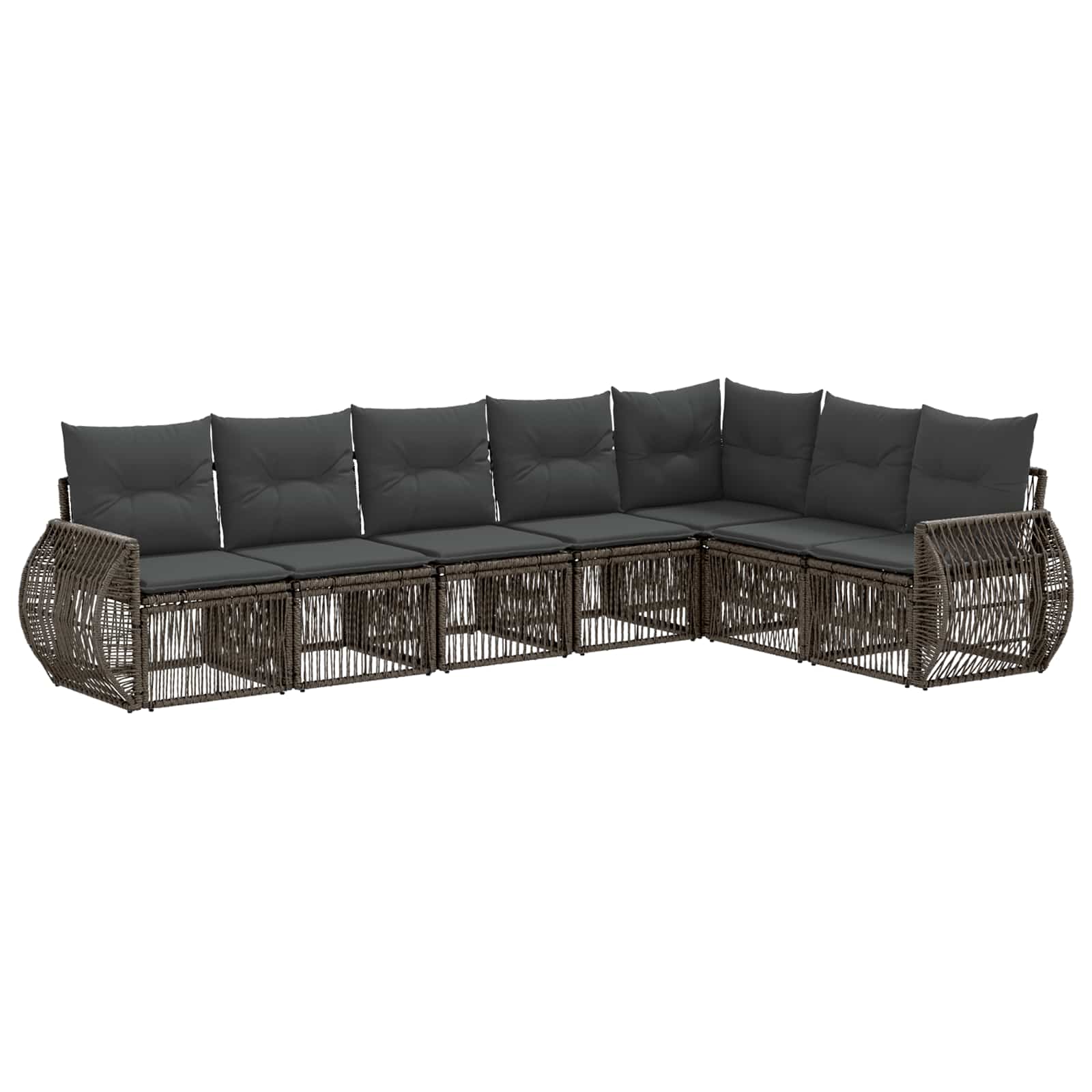 Set Divano da Giardino 7 pz Grigio e Grigio Scuro polyrattan