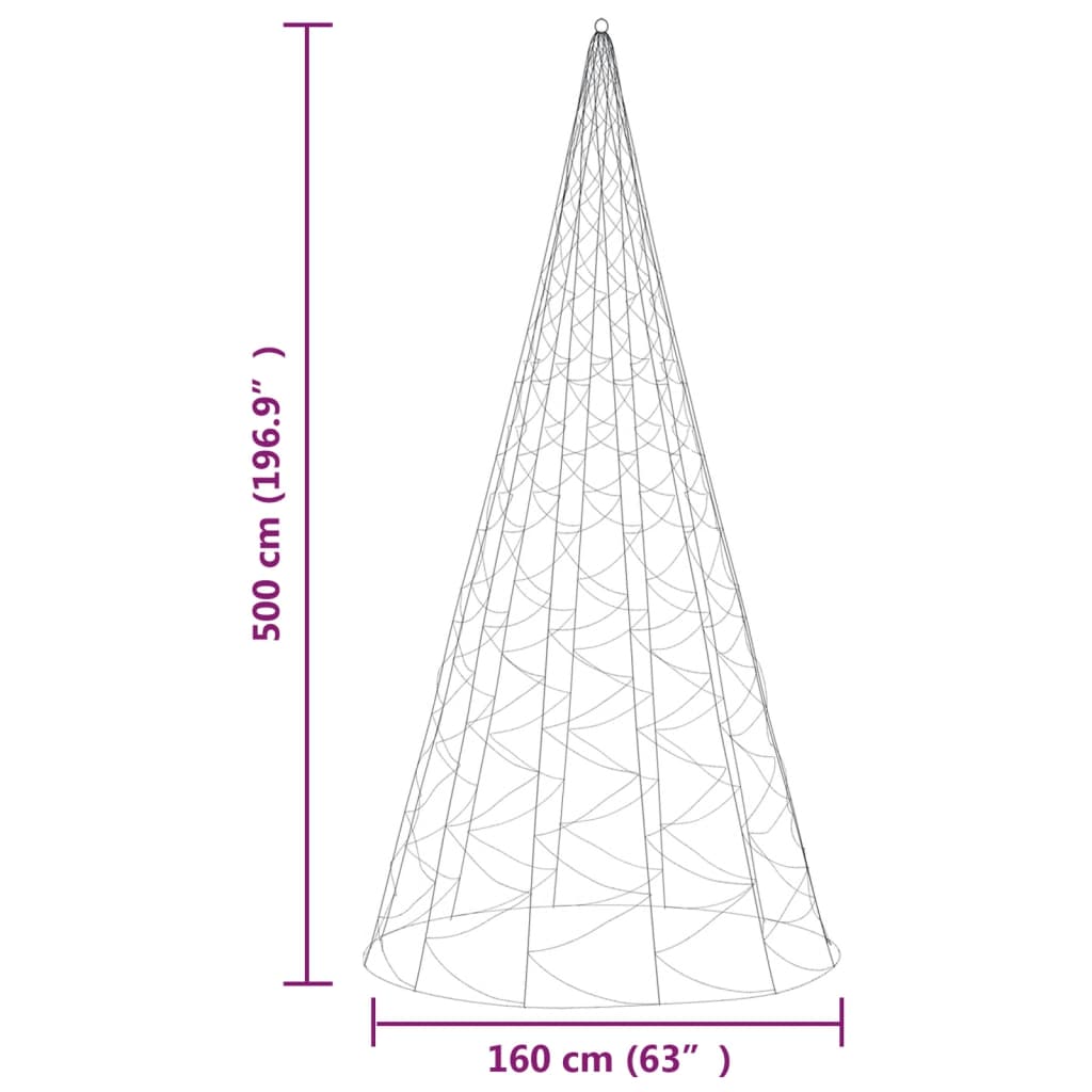 Albero di Natale Pennone Bianco Caldo 1400 LED 500 cm