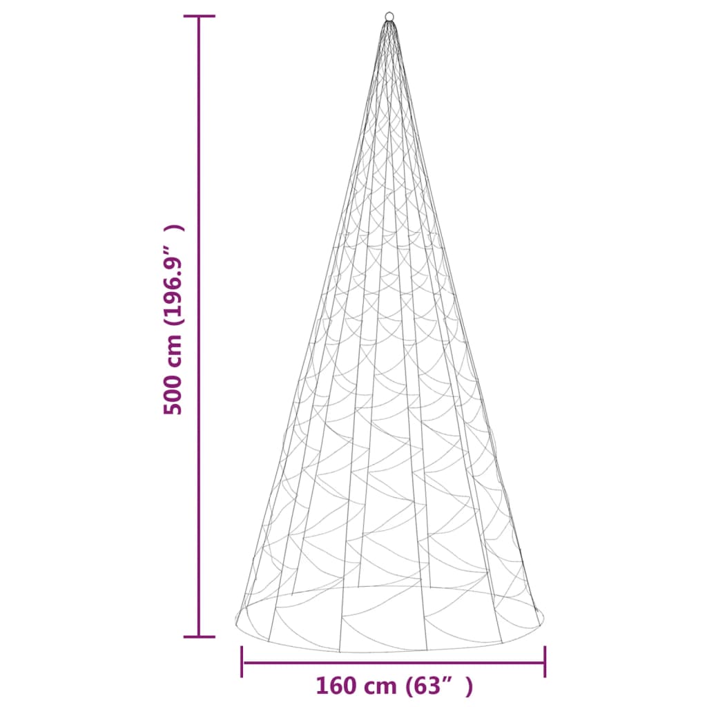 Albero di Natale Pennone Blu 1400 LED 500 cm