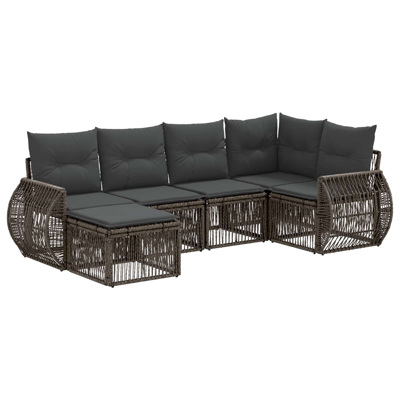 Set Divano da Giardino 6 pz Grigio e Grigio Scuro polyrattan