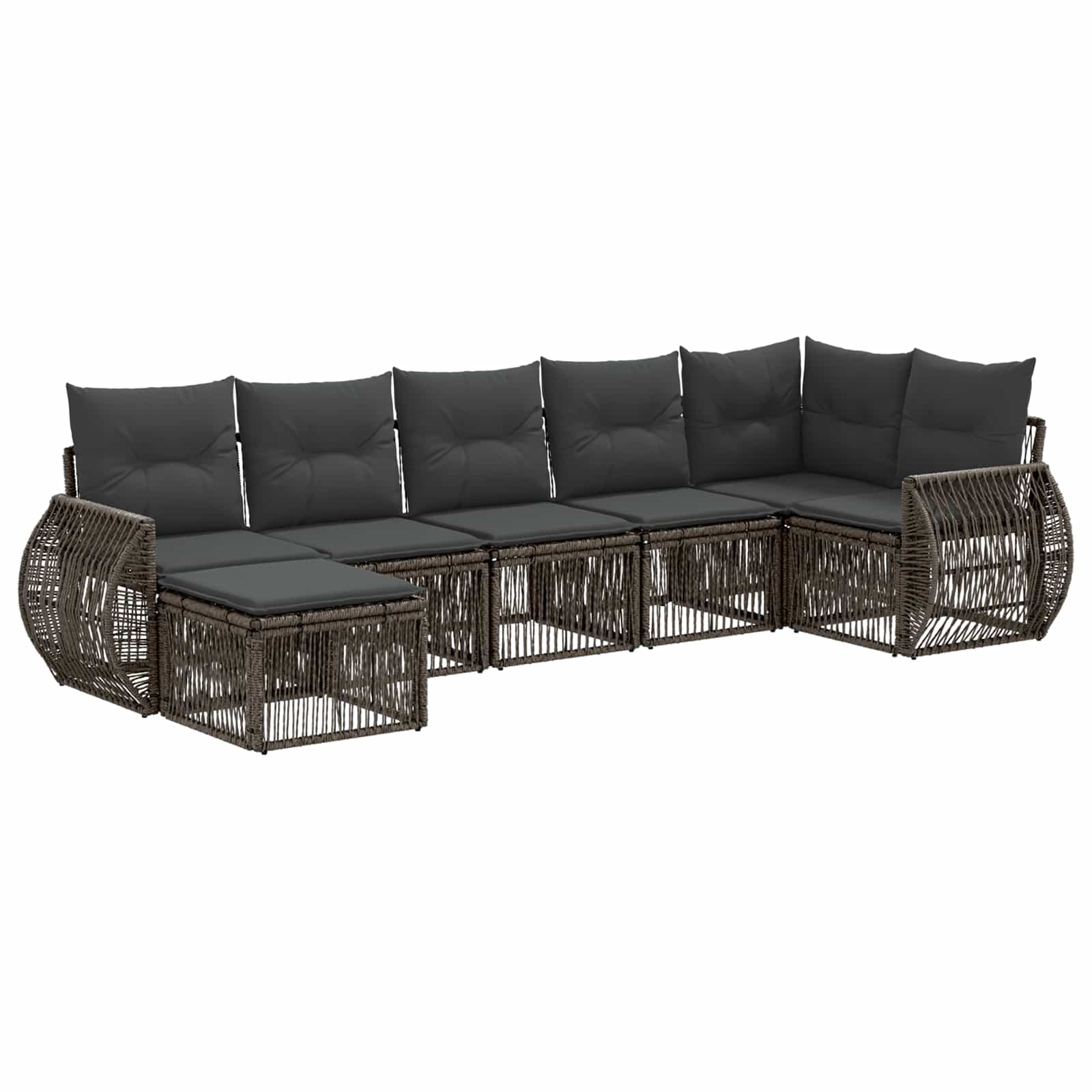 Set Divano da Giardino 7 pz Grigio e Grigio Scuro polyrattan