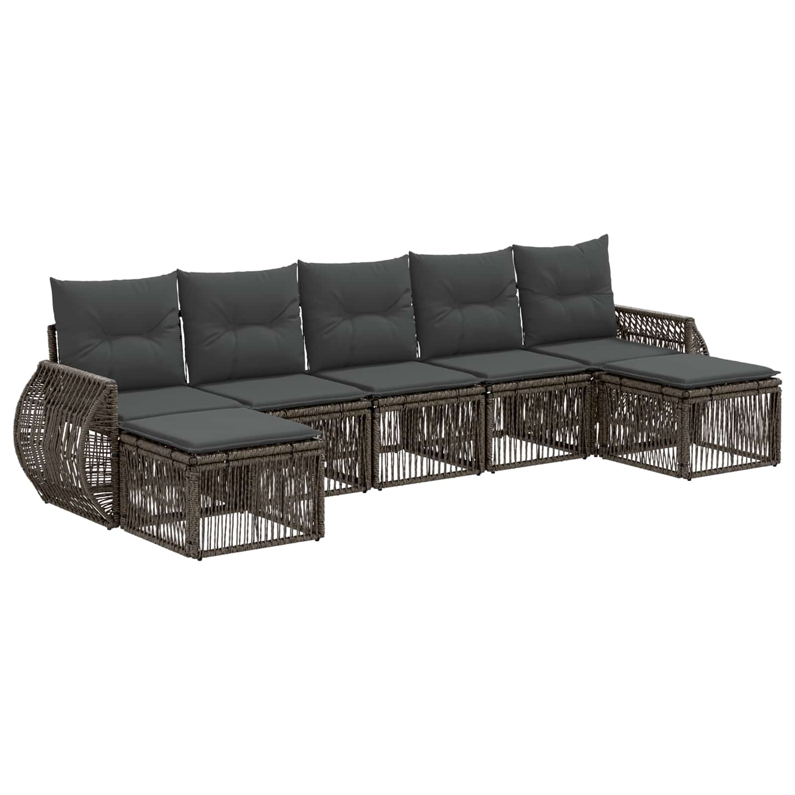Set Divano da Giardino 7 pz Grigio e Grigio Scuro polyrattan