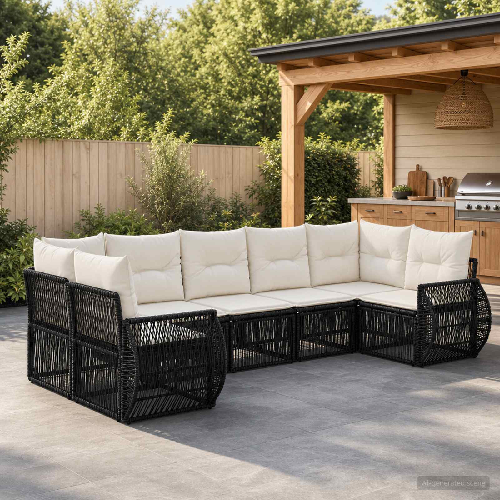 Set Divano da Giardino 7 pz 7-Numero di posti