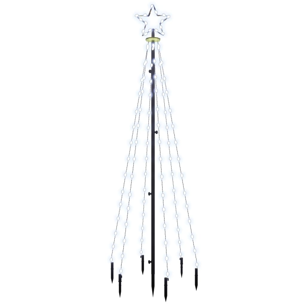Albero di Natale con Puntale Bianco Freddo 108 LED 180 cm