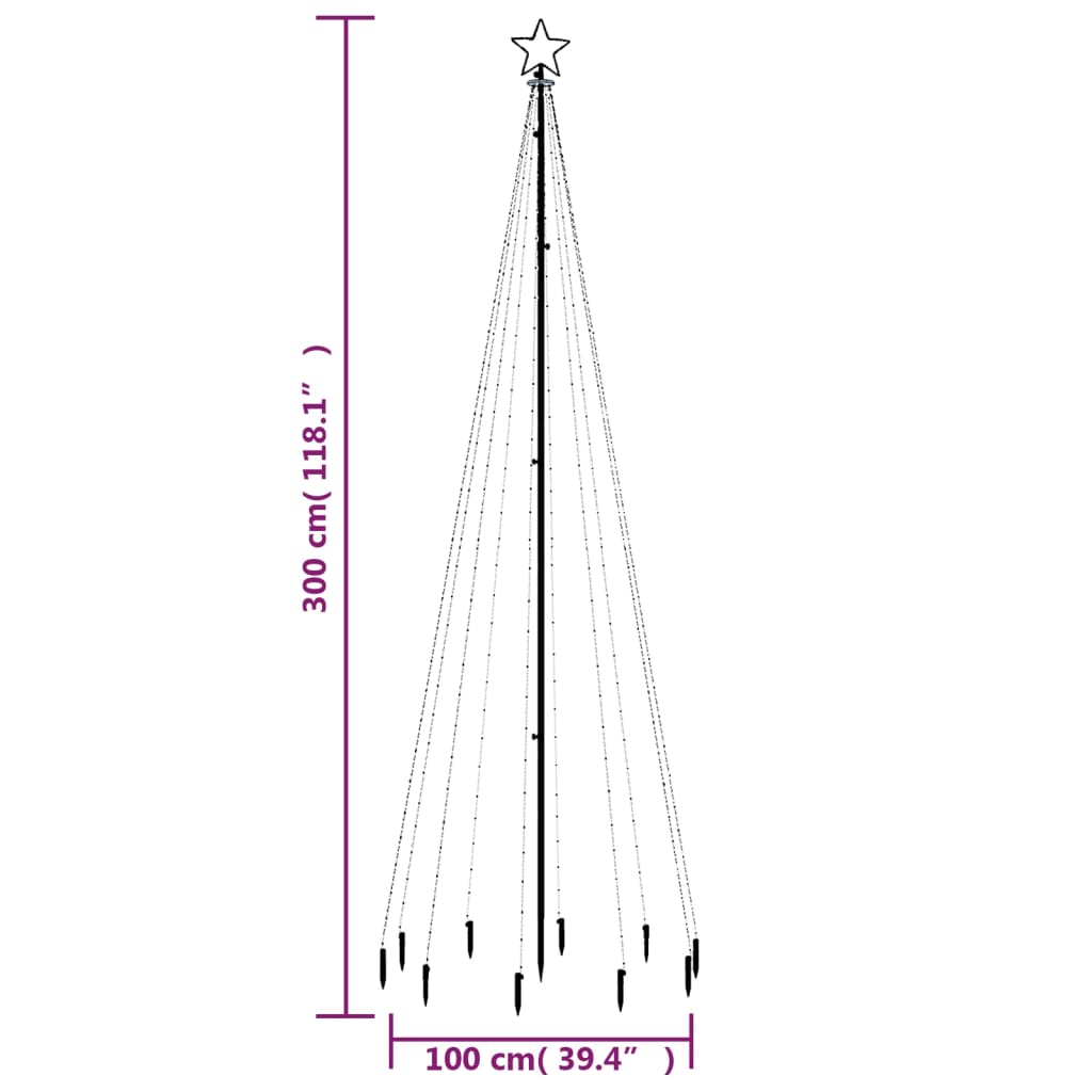 Albero di Natale con Puntale Bianco Caldo 310 LED 300 cm