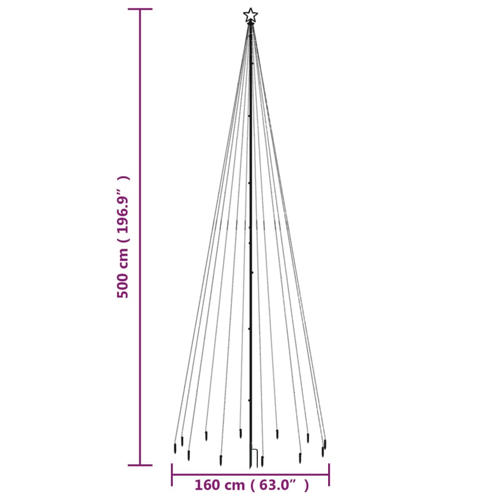 Albero di Natale con Puntale Bianco Freddo 732 LED 500 cm