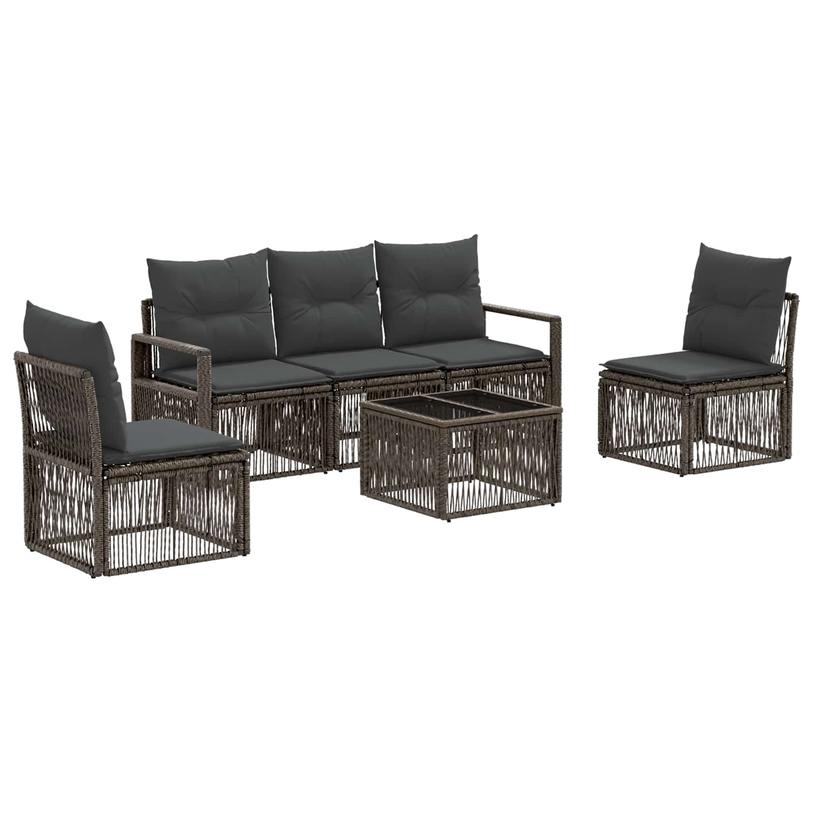 Set Divano da Giardino 6 pz Grigio polyrattan