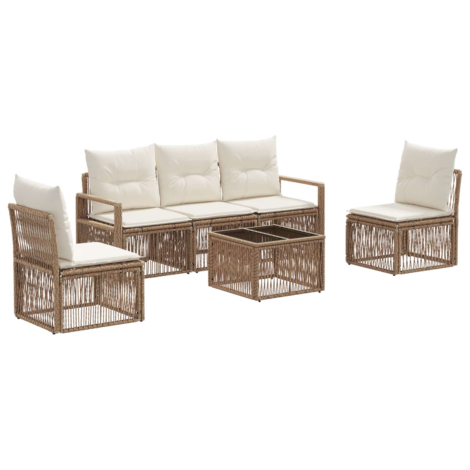 Set Divano da Giardino 6 pz Beige polyrattan