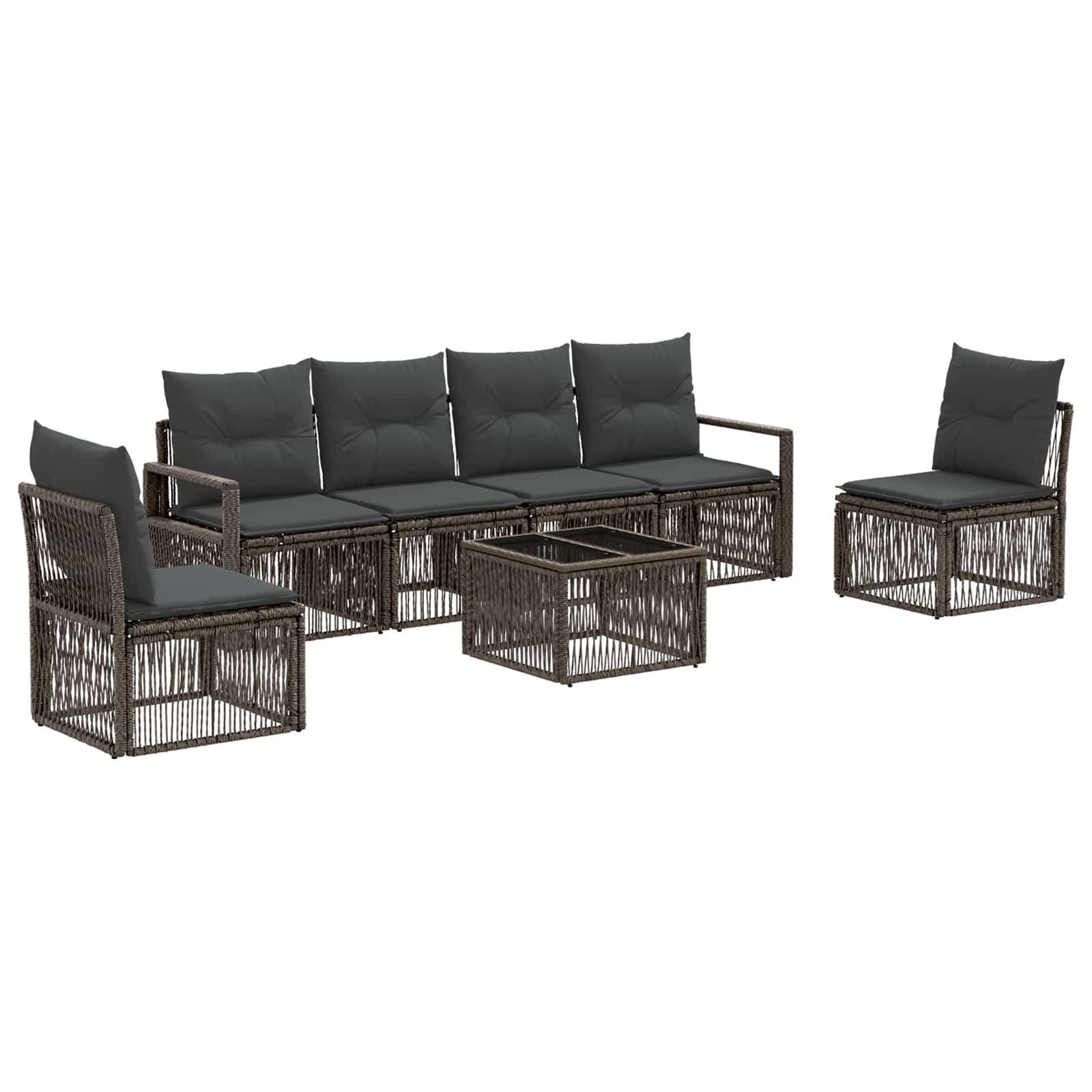 Set Divano da Giardino 7 pz Grigio polyrattan